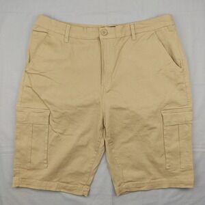 Wicked Stitch Cargo Shorts Mens 40 Tan Khaki Cotton Blend Utility Pockets